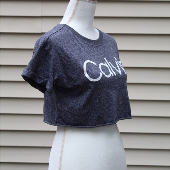 Calvin Klein Performance Short Sleeve Crop Gray T-Shirt - Picture 1 of 5